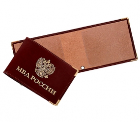 Фото: Кожаная обложка на удостоверение бордовая Кожаная обложка на удостоверение МВД России